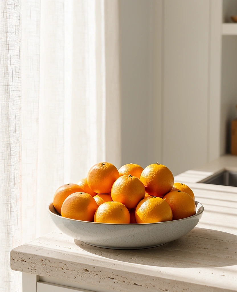 Fresh nutritional ingredients in a serene kitchen setting