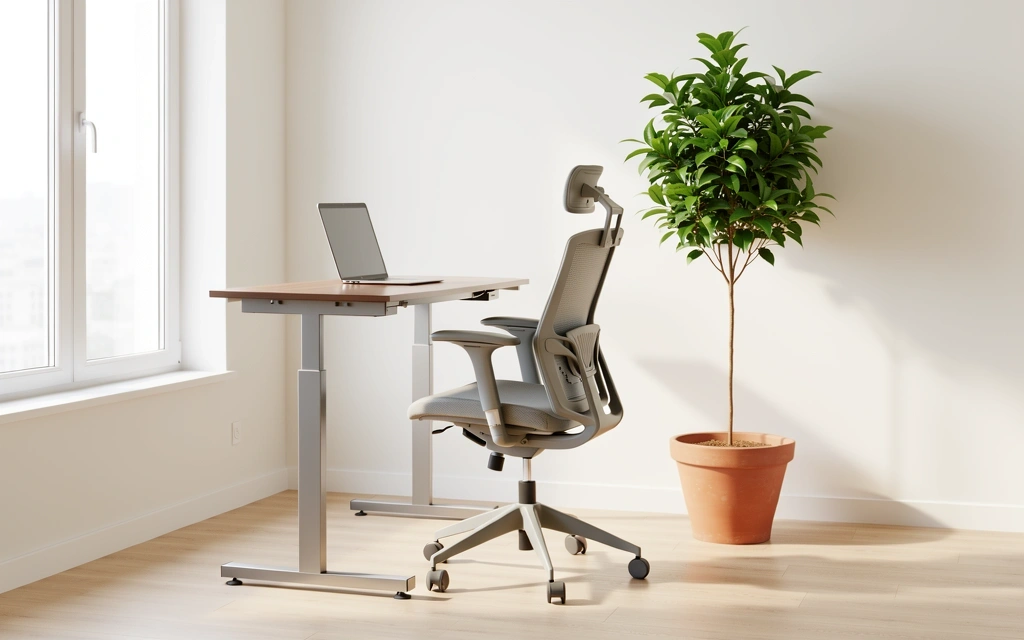 Ergonomic home workspace arrangement